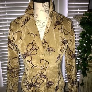 BAMBOO TRADERS sequin brown jacket